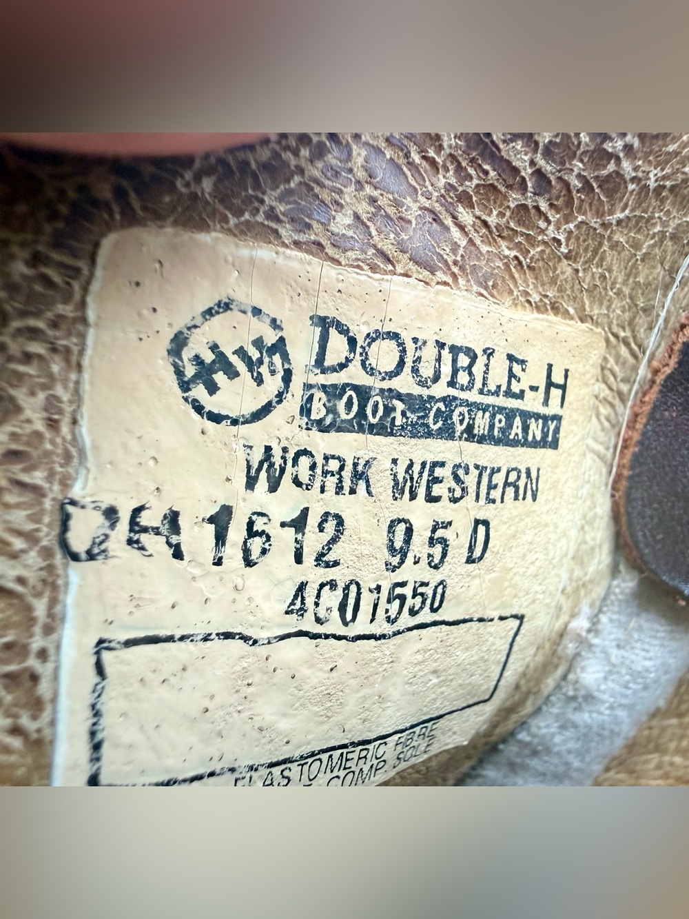 DOUBLE H WESTERN WORK BOOTS 1612 OIL RESISTANT MENS 9.5D - Picture 8 of 8